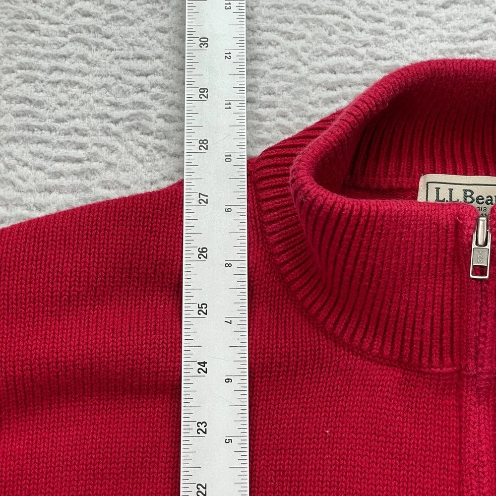 LL Bean Sweater Men's Size XL Red Cold Weather 100% Cotton Knit 0BTL7